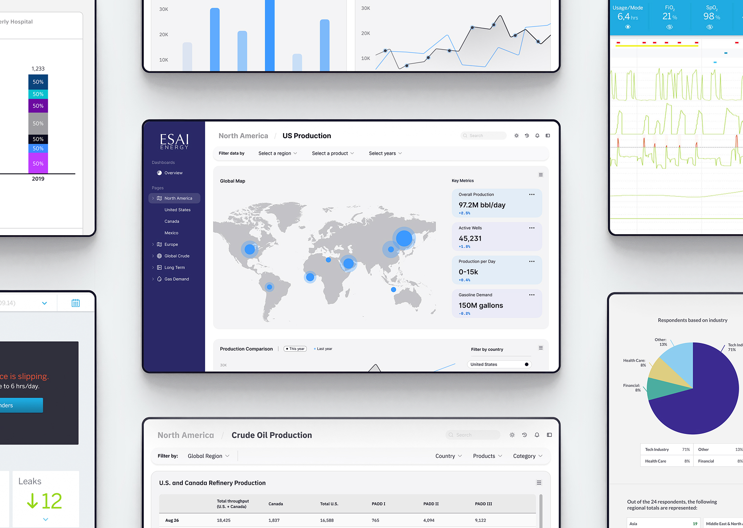 Course registration web application screens across devices.
